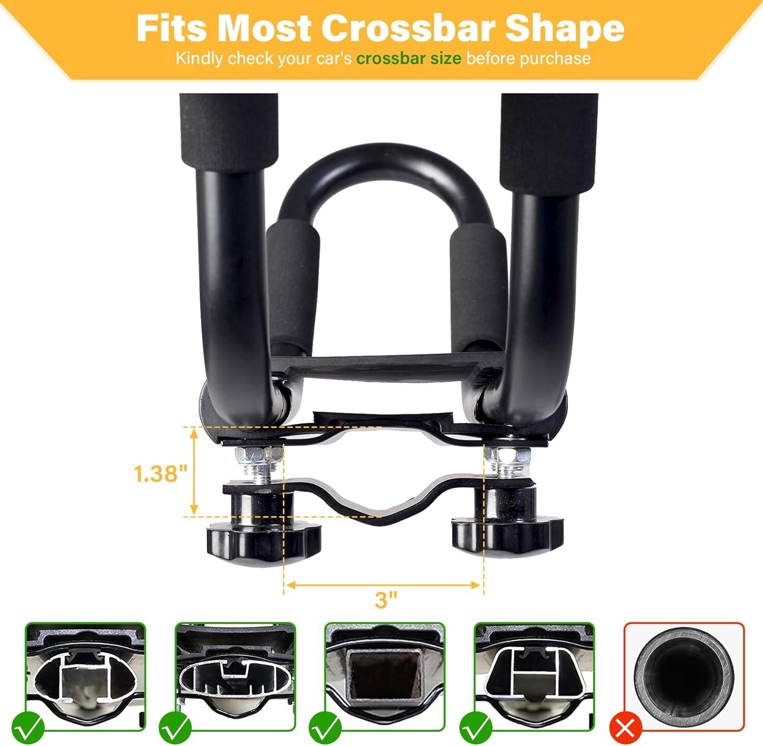 Durable Kayak Roof Rack Set of 4 - 2 Pairs J-Bar Carrier for SUVs and Trucks