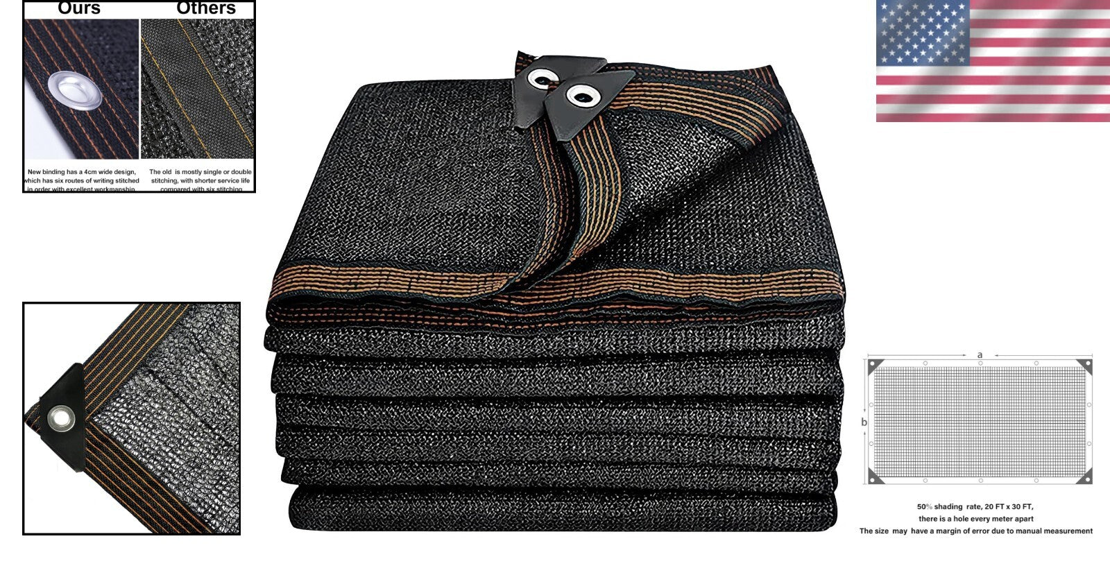 50% Shade Rate 20x30 FT Tarp - Durable Outdoor Fabric for Gardens & Greenhouses