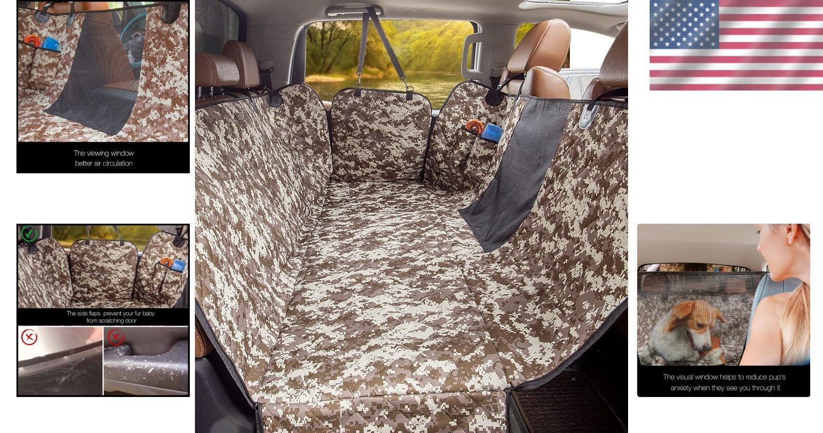 Machine Washable Dog Seat Cover with Mesh for Trucks & SUVs - Perfect for Pets