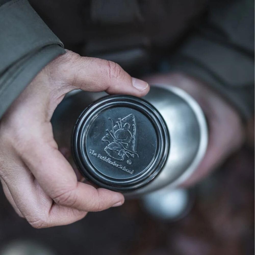 Durable Black Stainless Steel Canteen with Nesting Cup - Lightweight Cooking Set