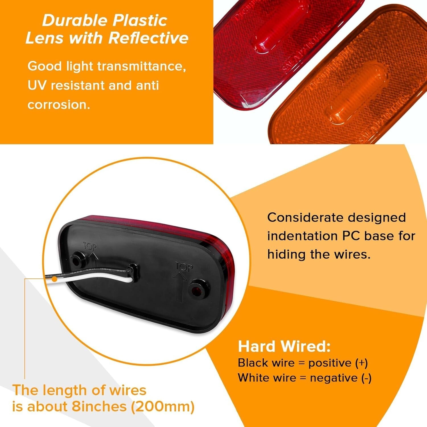 Versatile 12V LED Clearance Light Set - 6 Amber, 6 Red Lights for Trucks and RVs