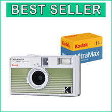 Load image into Gallery viewer, Stylish Striped Green EKTAR H35N Half Frame Camera - Automatic Exposure Included