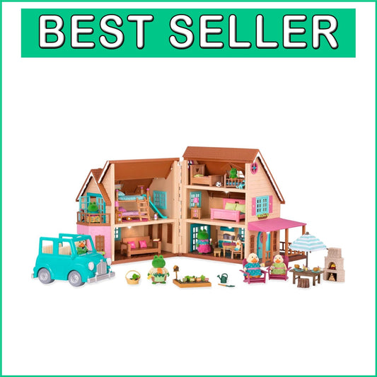 Deluxe 3-Story Playset with Real Lights - Li'l Woodzeez Cottage for Kids 3+