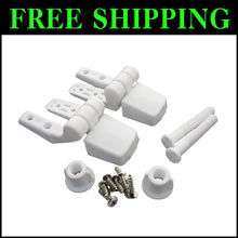 Load image into Gallery viewer, Durable White Plastic Toilet Seat Hinge Set with Rustproof Bolts - 6-Piece