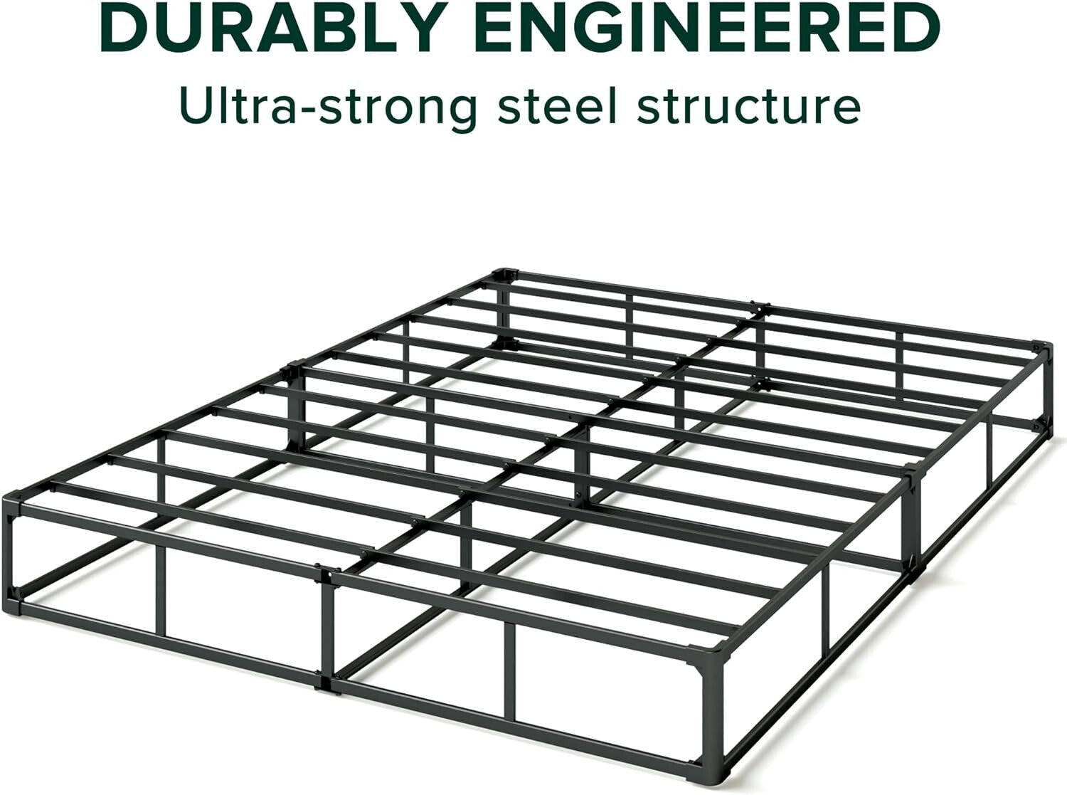 Quick Assembly Full Size 9-Inch Mattress Foundation - Durable Grey Steel Frame