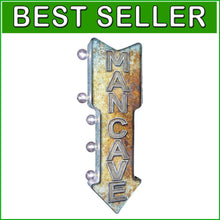 Load image into Gallery viewer, Battery-Powered Double-Sided Man Cave LED Sign with Vintage Charm, 26”x8”