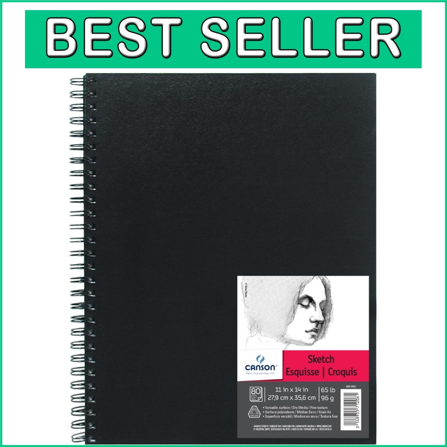 Artist Series Wirebound Sketchbook - 11x14 Inches, 160 Sheets of Acid-Free Paper