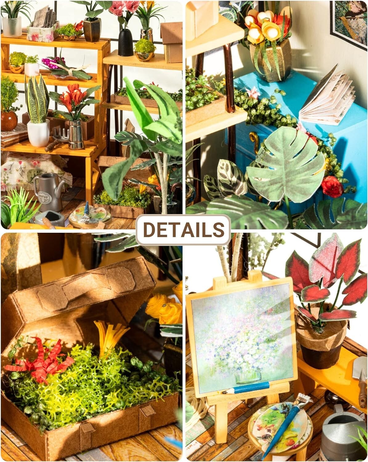 Charming Green Miniature Dollhouse Kit with Furniture & LED - 8.5x7x7.5 Inches