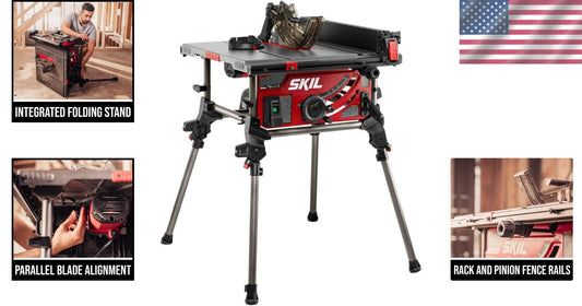 10-Inch Jobsite Table Saw with Folding Stand - Perfect for Woodworking Projects
