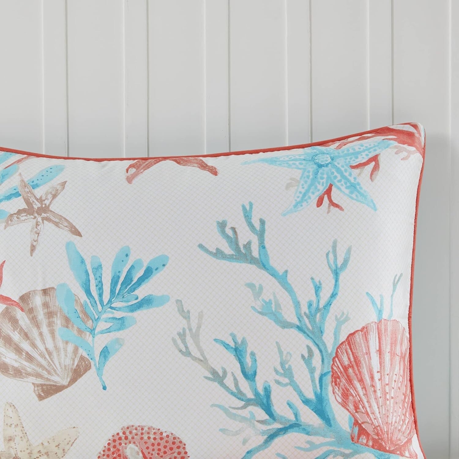 Pebble Beach 100% Cotton 7-Piece Comforter Set with Starfish Motif for King Beds