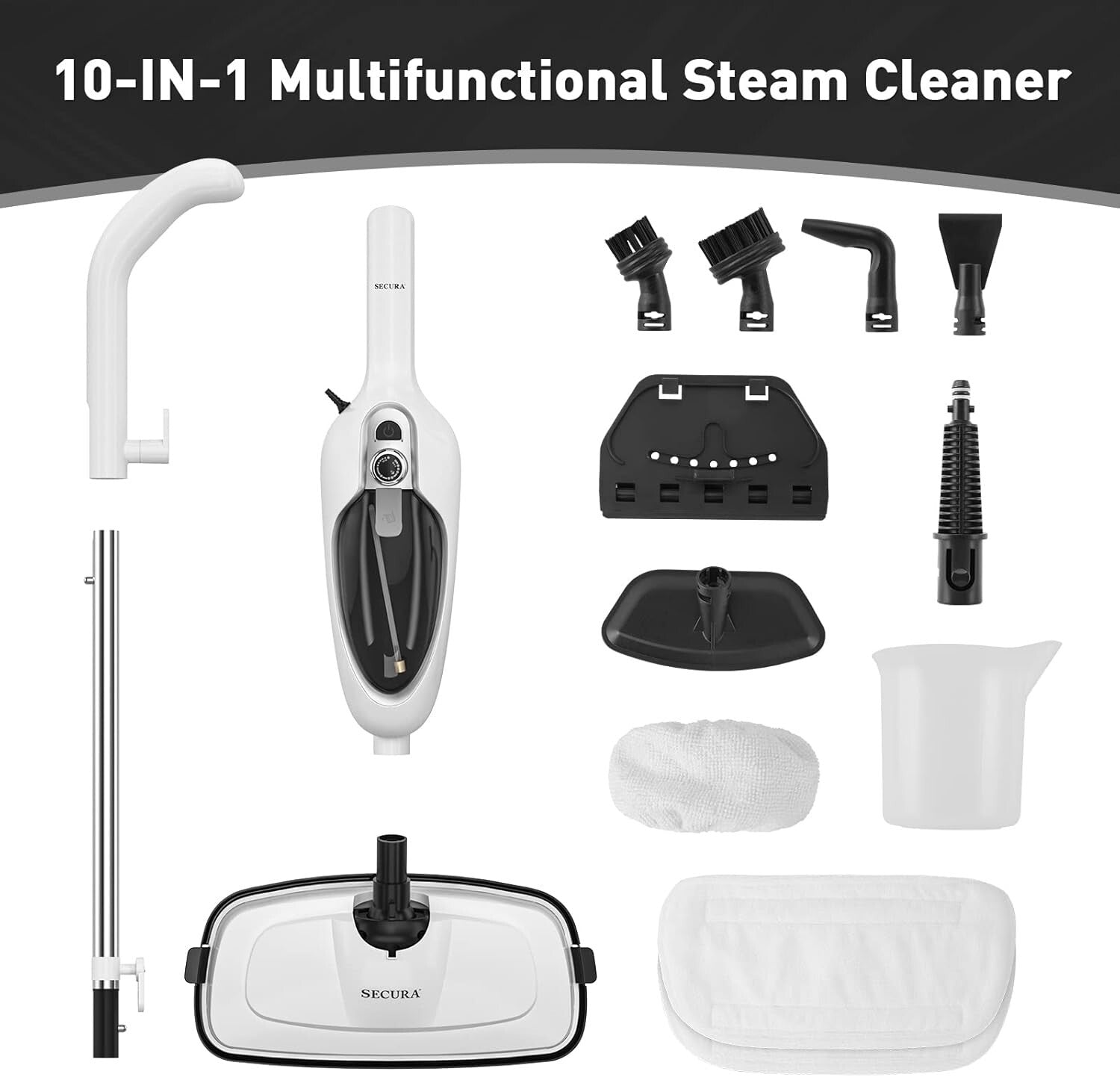 Pet and Child-Safe Steam Mop with 3 Microfiber Pads - Deep Cleaning System