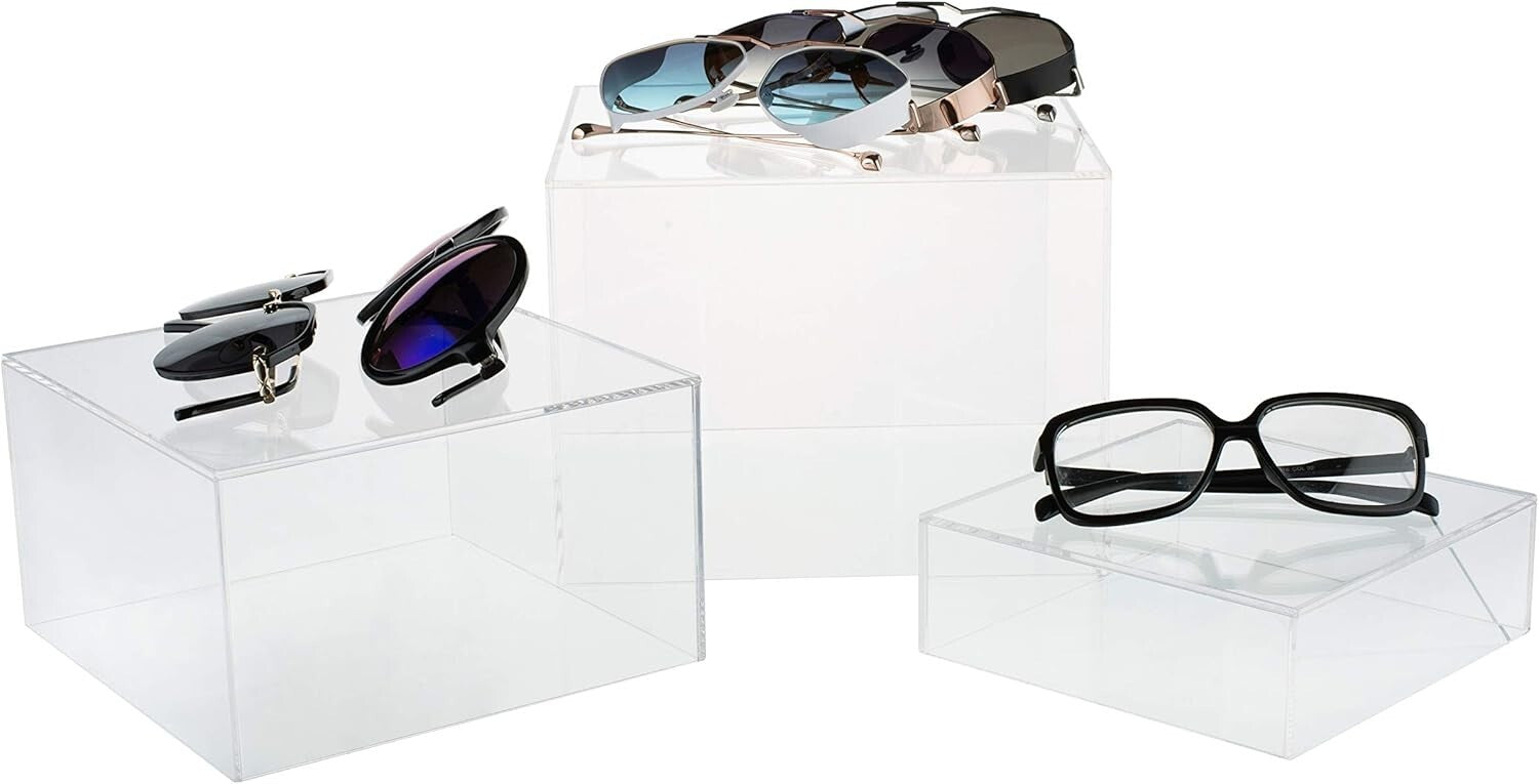 Elegant Crystal Clear Acrylic Cube Risers - Perfect for Home or Office Display
