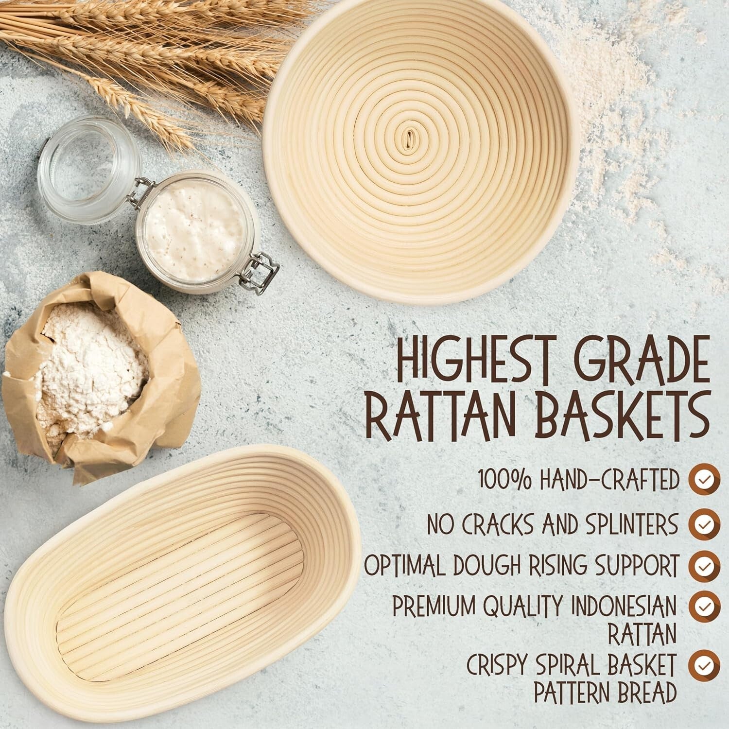 Artisan Bread Baking Gift Set: Non-Stick Round & Oval Bannetons for Sourdough