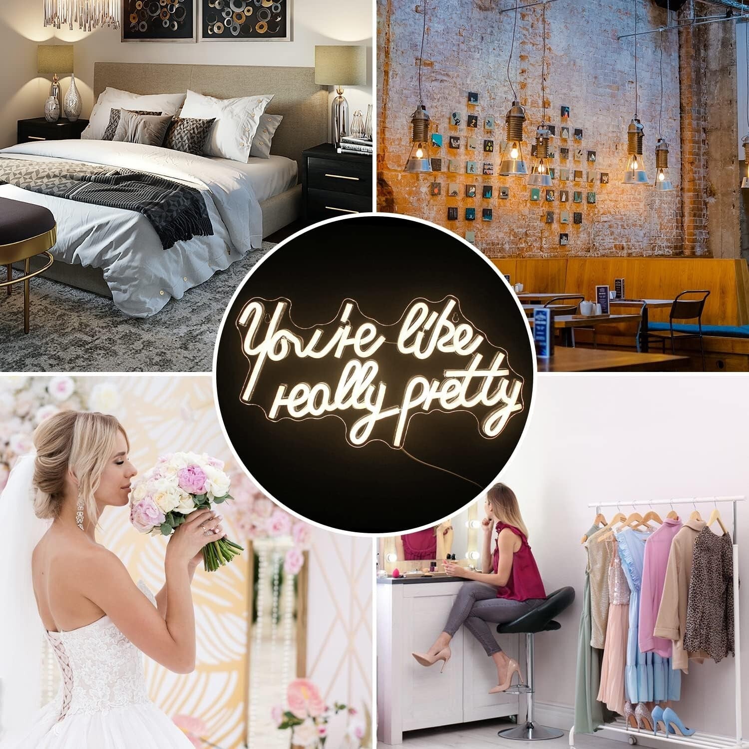 Elegant 'You're Like Really Pretty' Neon Light - Wall Mount with Hooks Included