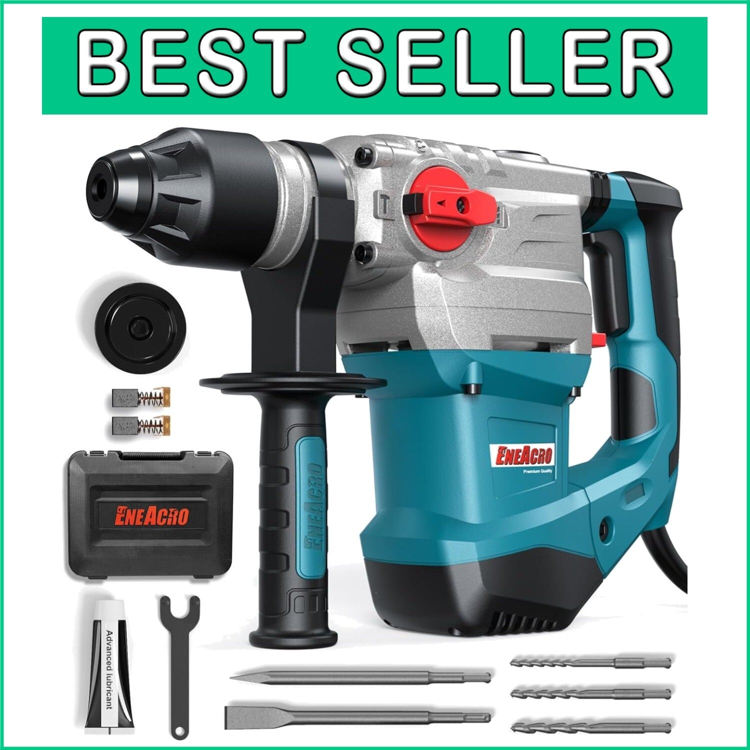 Durable Heavy Duty Rotary Hammer Drill with Vibration Control & Carrying Case