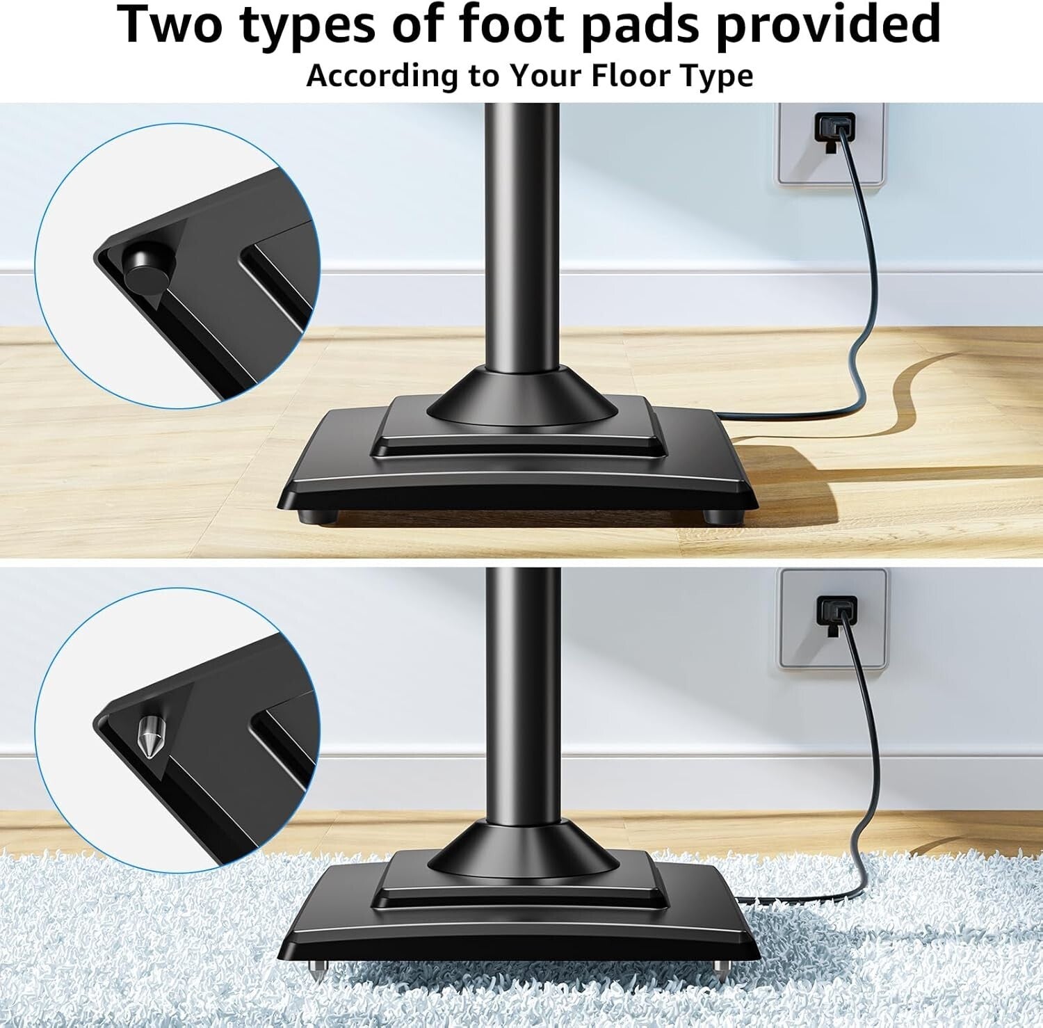Sleek 34" to 43.3" Adjustable Speaker Stands with Concealed Cables – Alloy Steel
