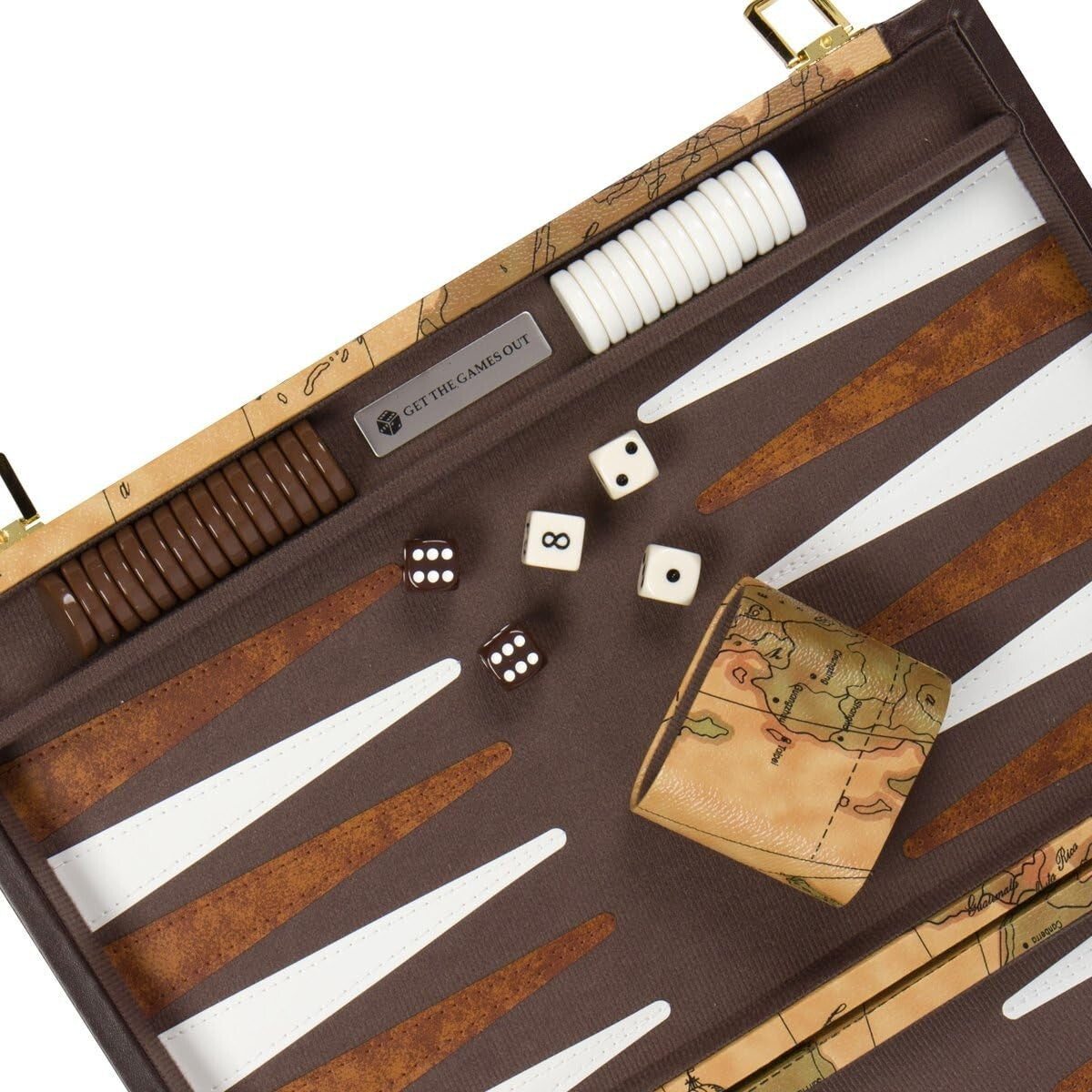 Classic Backgammon Set - Elegant Leatherette Case + Complete Guide Included