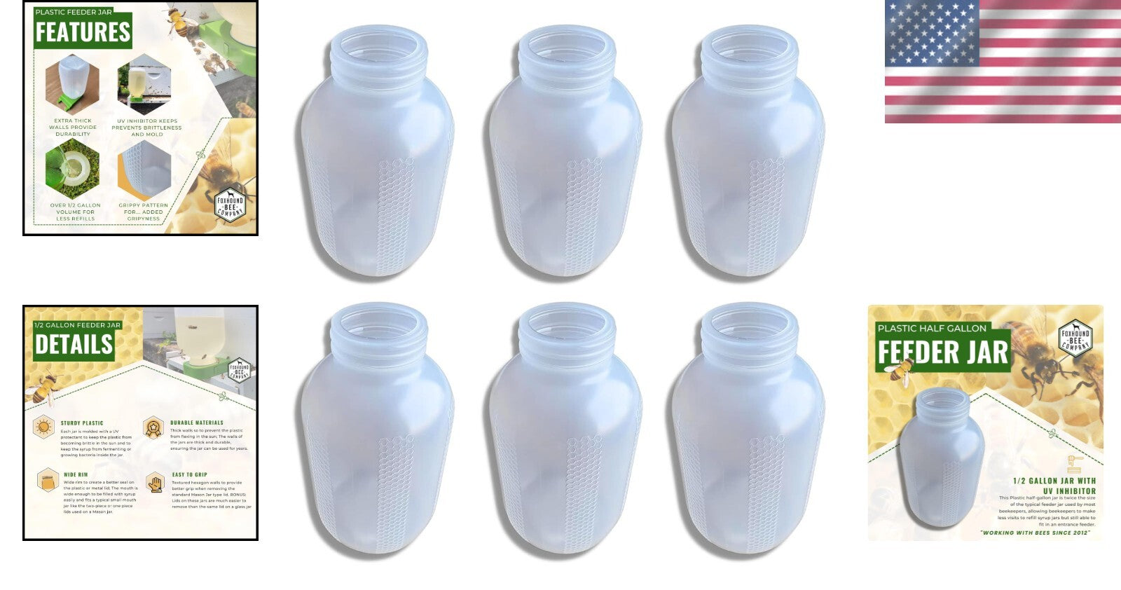 Transparent 70oz Bee Feeder Jar with UV Protection - Ideal for Feeding Stations