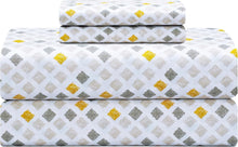 Load image into Gallery viewer, Premium 300 Thread Count Deep Pocket Queen Sheet Set - Breathable Yellow Diamond