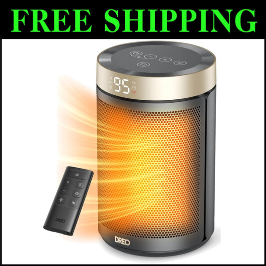 Elegant Gold Tower Space Heater with Remote Control and 5 Modes for Every Room