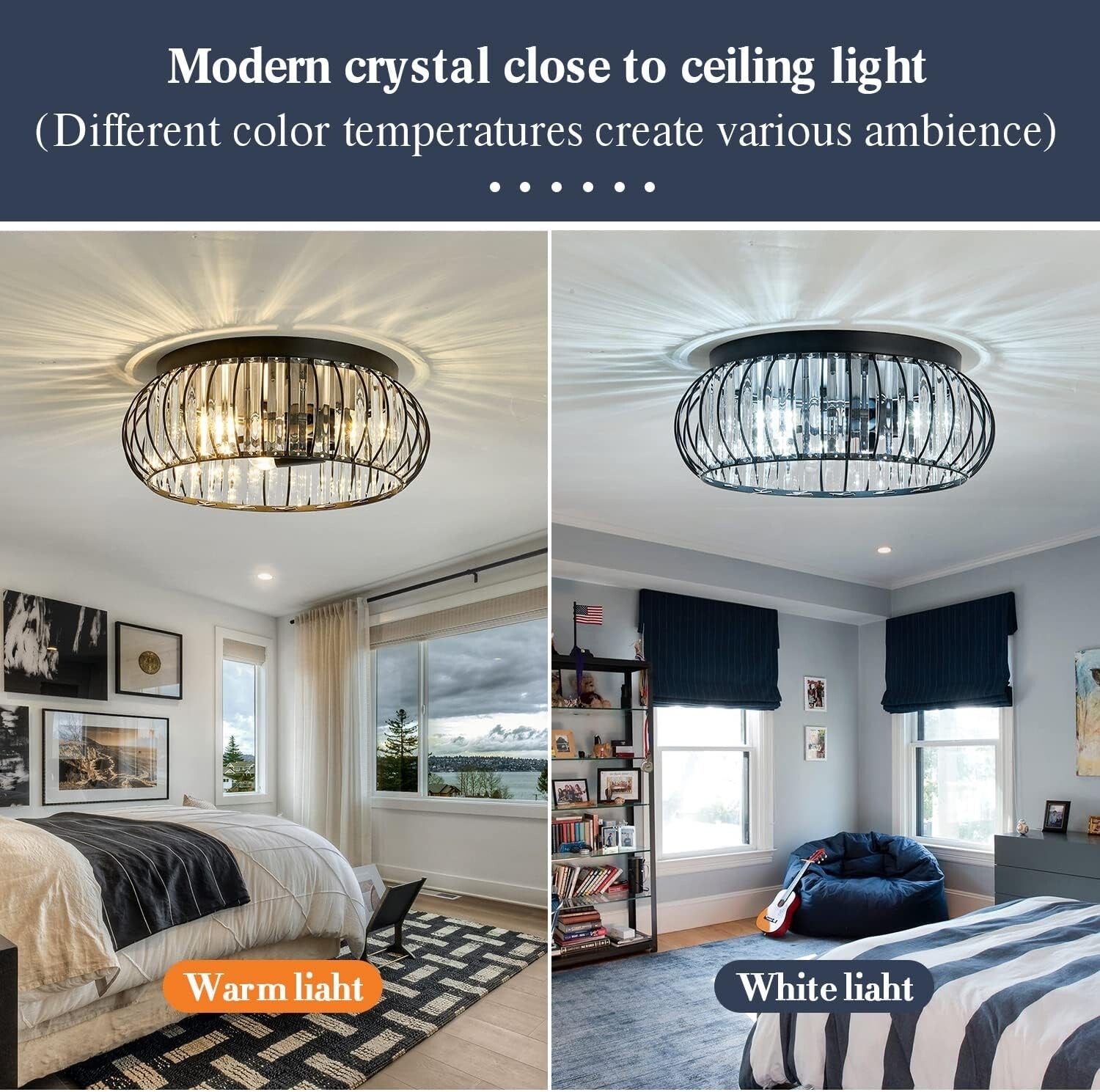 Elegant Indoor Crystal Flush Mount Light – Perfect for Hallways and Living Rooms