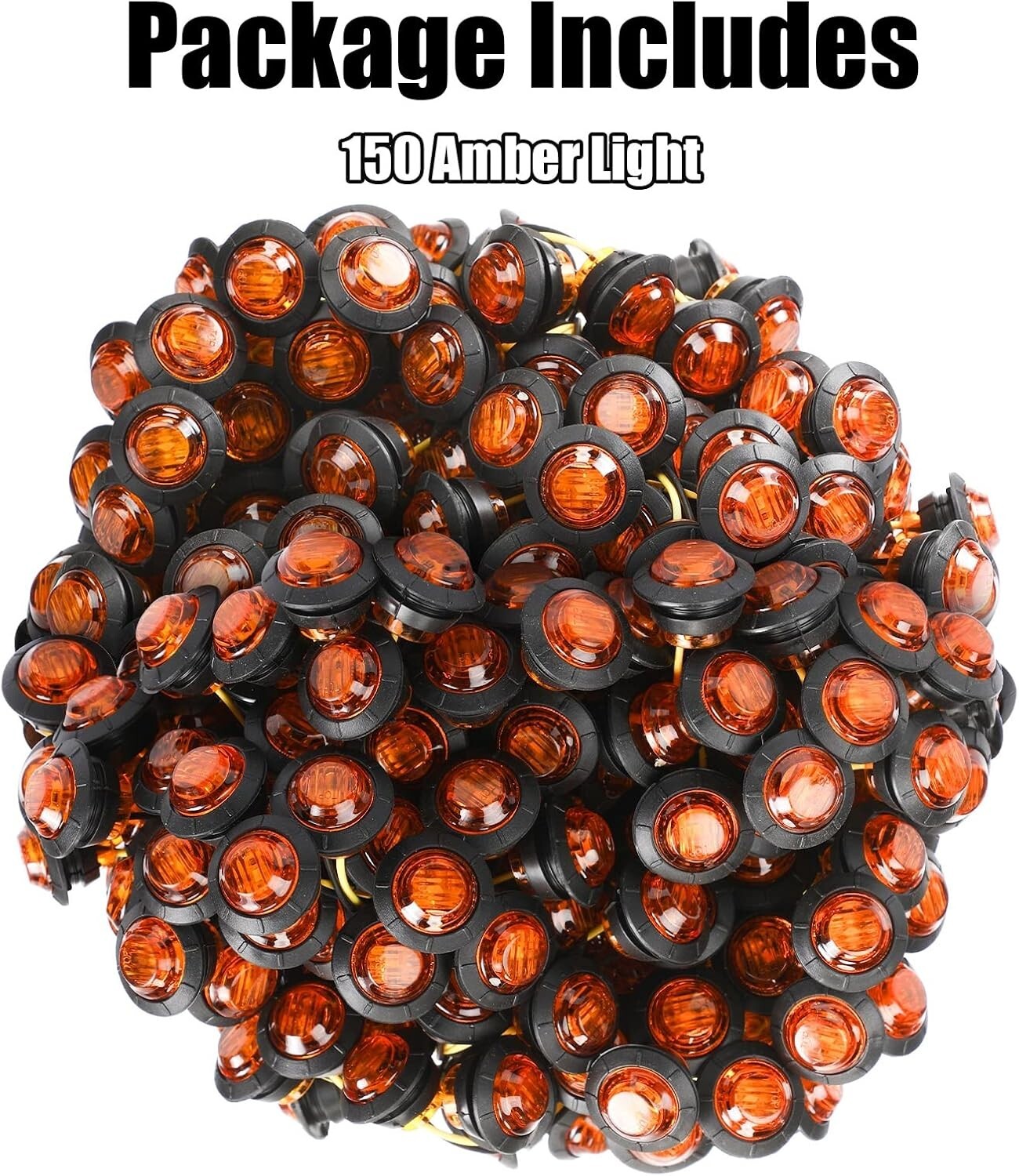 3/4 Inch Amber LED Marker Lights - 150 Set of Bright, Waterproof Indicators