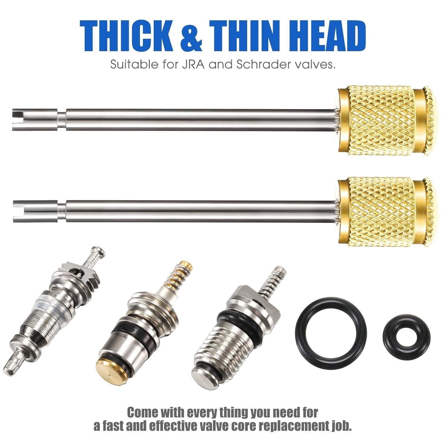 Durable 35-Piece Air Conditioning Valve Core Tool Kit with O-Rings & Removers