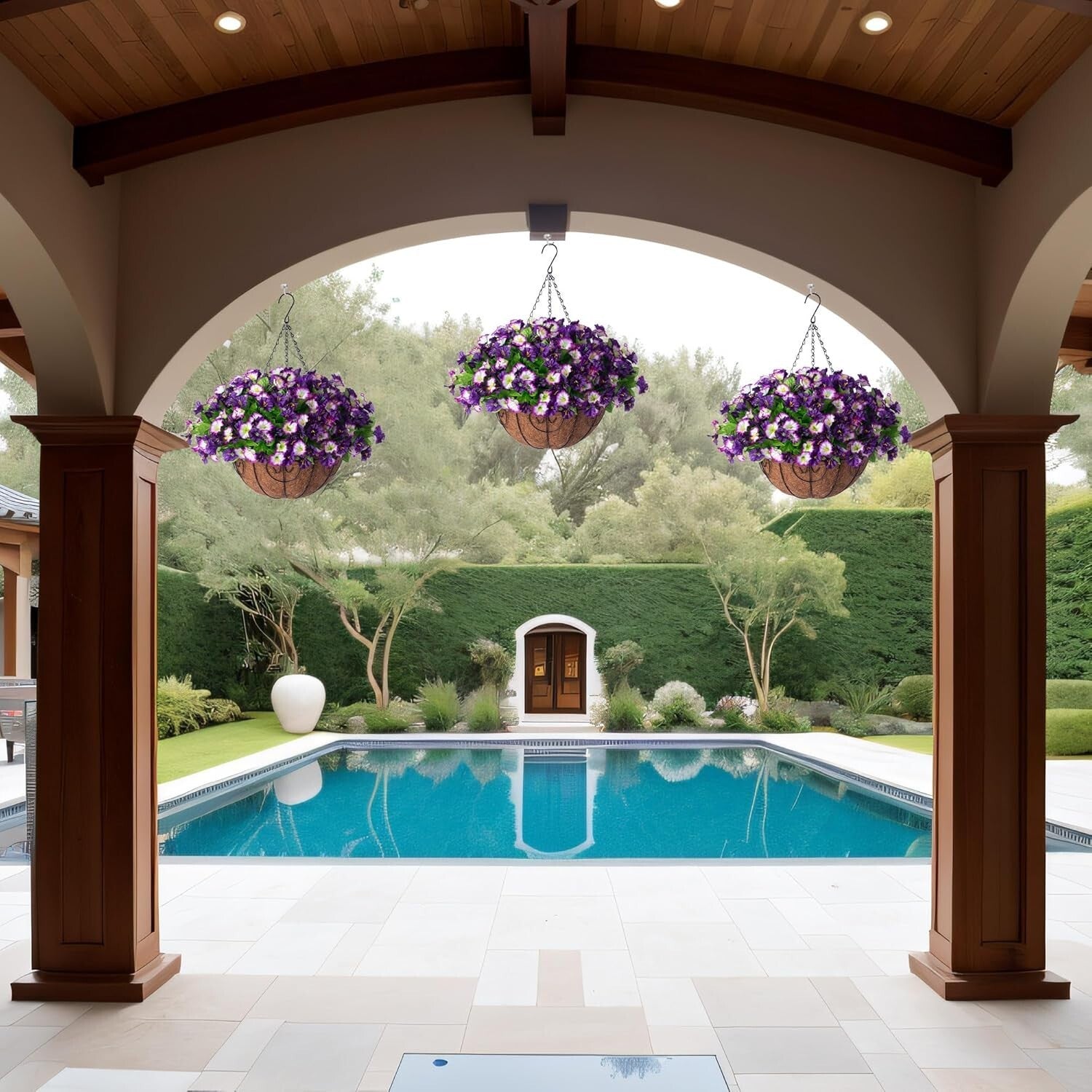 DIY 12-Inch Hanging Flower Arrangement with Lifelike Petunias & Morning Glories