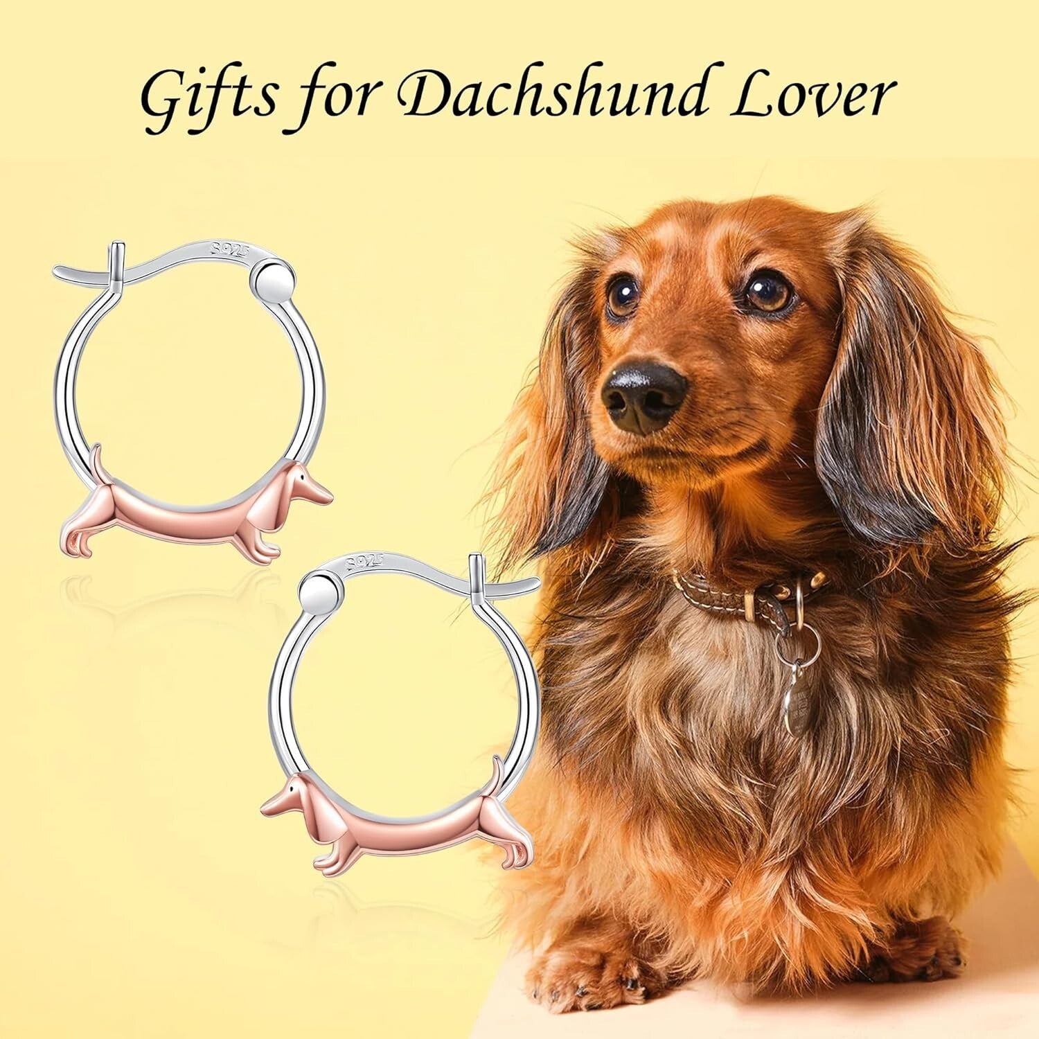 Cute Sterling Silver Dachshund Hoop Earrings - Perfect Jewelry Gift for Her