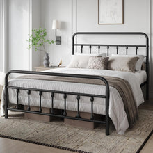 Load image into Gallery viewer, Stylish Victorian Queen Metal Bed Frame with Easy Assembly and Space Efficiency