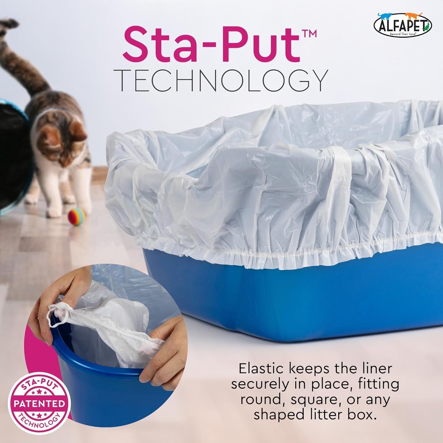 Tear-Resistant Extra Giant Cat Litter Liners with Sta-Put Technology - 60 Count