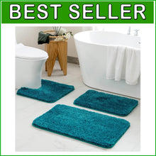 Load image into Gallery viewer, Ultra Absorbent Teal Bath Mats Set - 3-Piece Soft Microfiber for Comfort