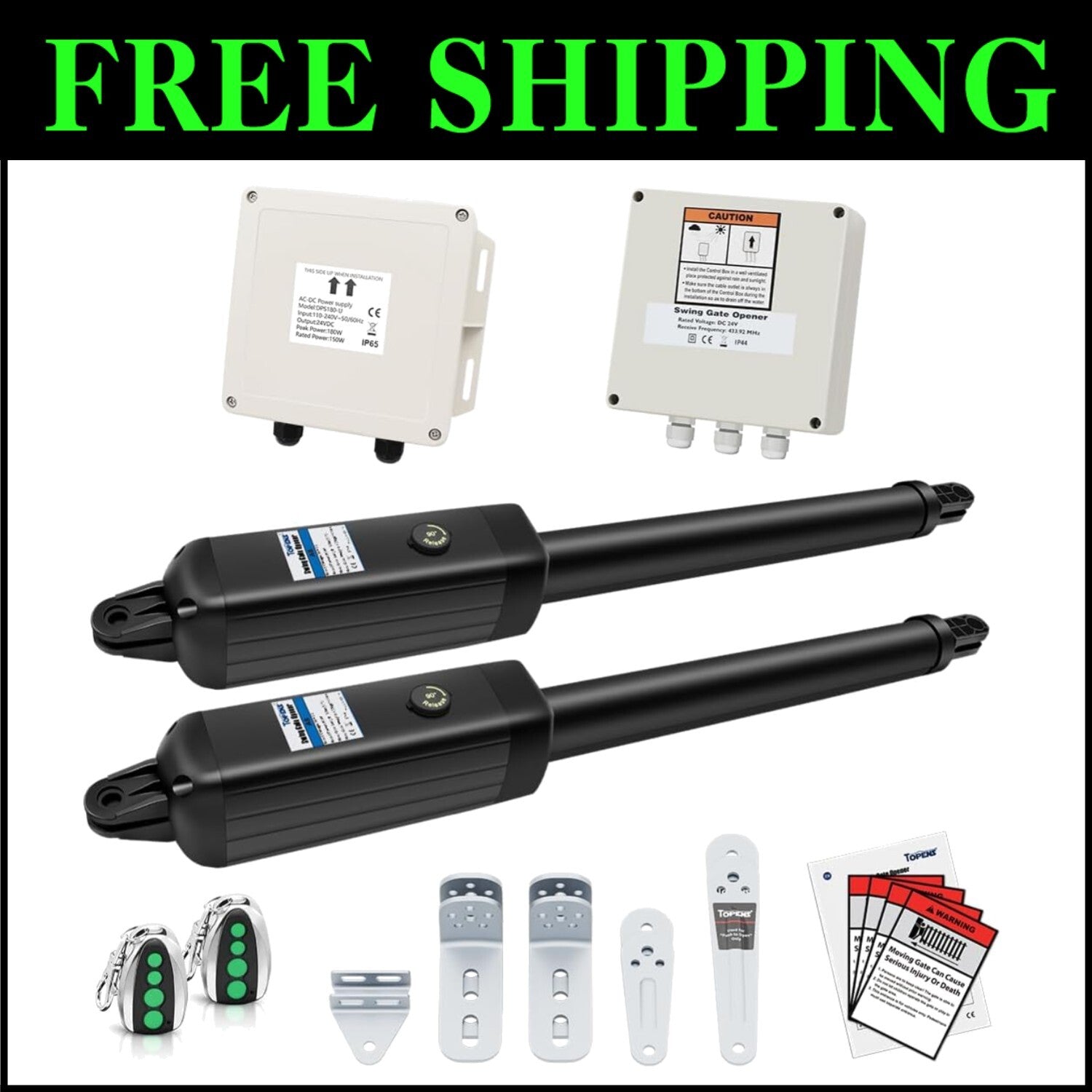 Remote-Controlled Heavy-Duty Gate Opener for Dual Swing Gates – 880lbs Capacity