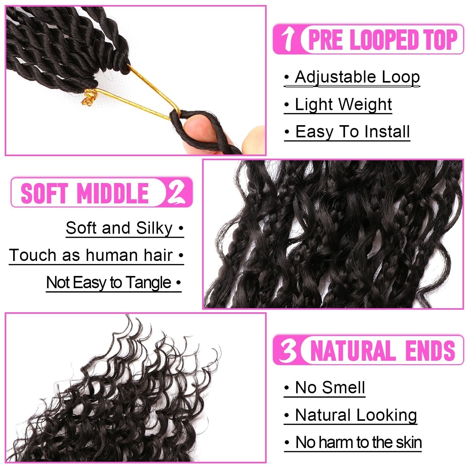 Goddess Boho Box Braids Crochet Hair - 30 Inch, 8 Packs for Effortless Style