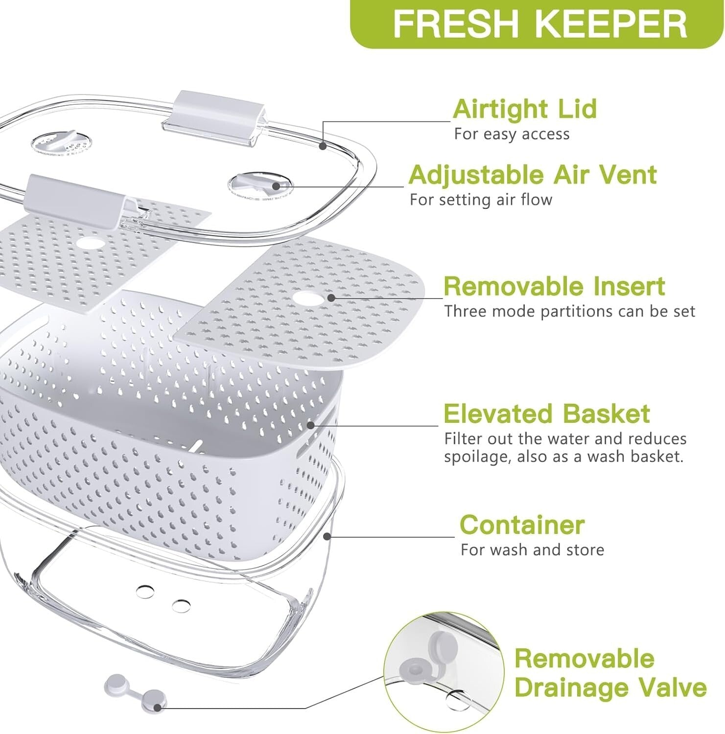 Durable Fruit and Vegetable Organizer Set - 3 Containers with Ventilation System