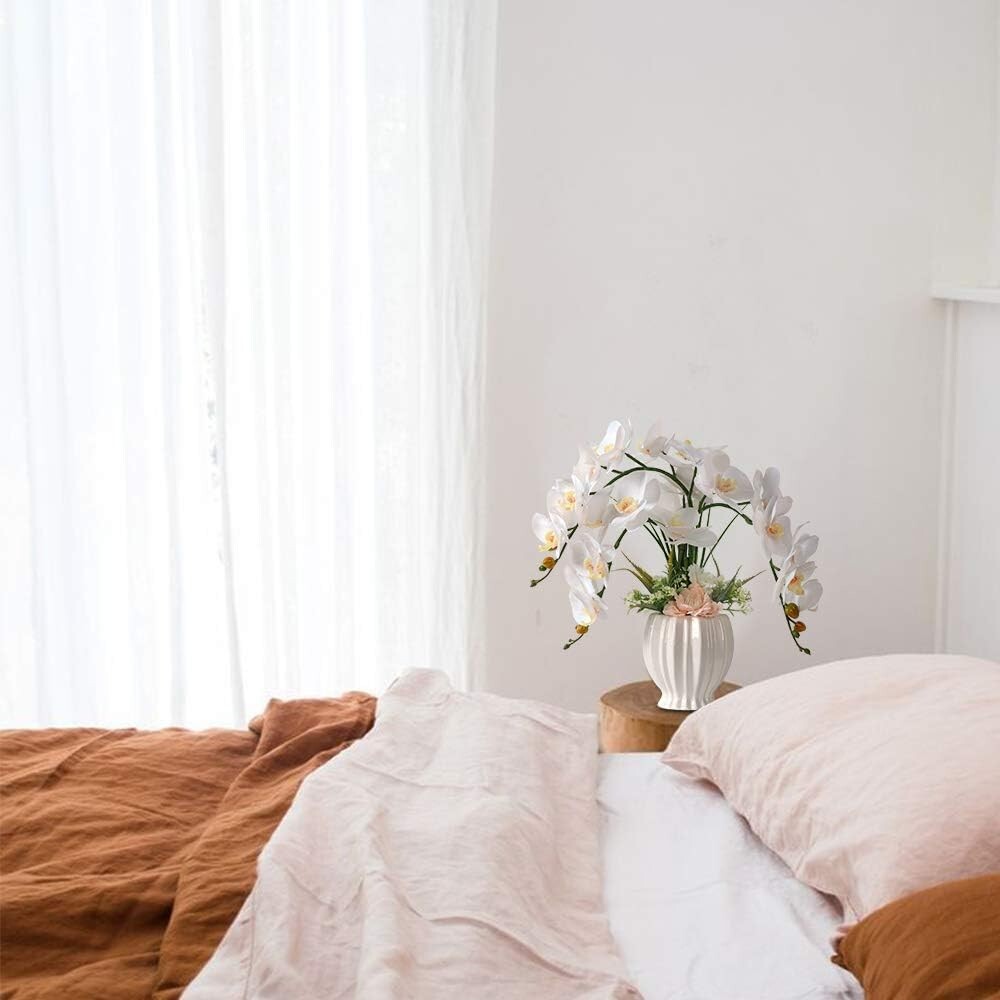 Lifelike Faux Orchid in White Pot - Ideal for Indoor Decoration and Centerpieces