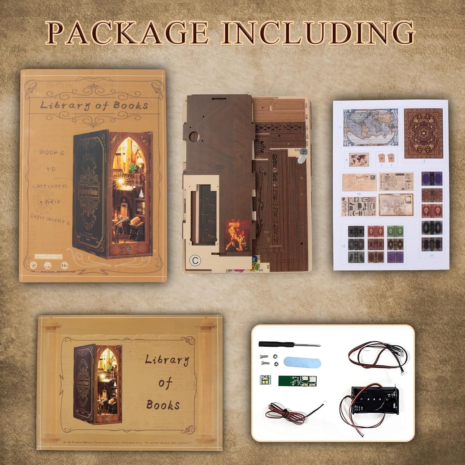 Elegant Miniature Book Nook Kit - Unique 3D Puzzle with LED Light Feature