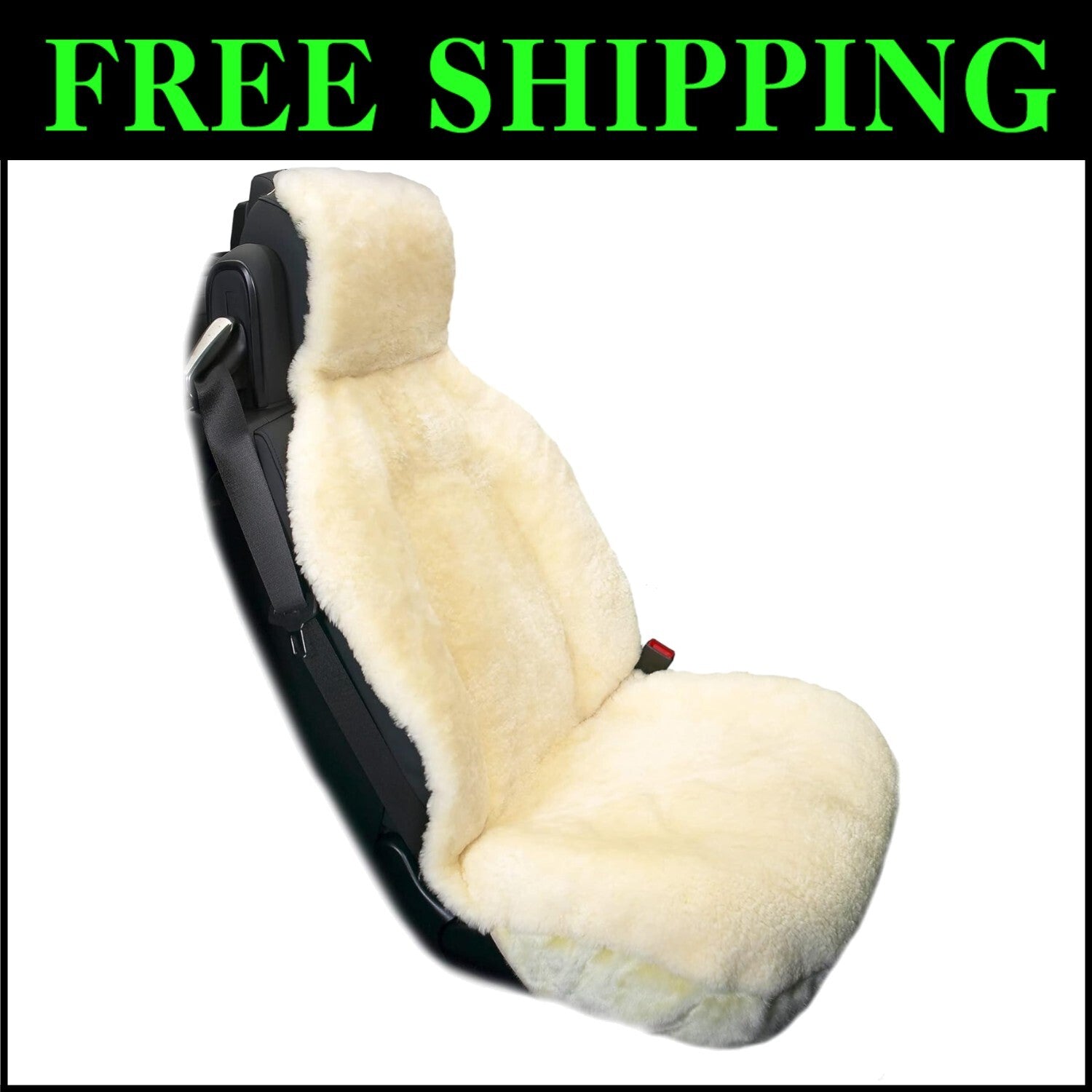 Ultra-Dense Sheepskin Seat Cover with Slip-Resistant Backing - Luxury Comfort