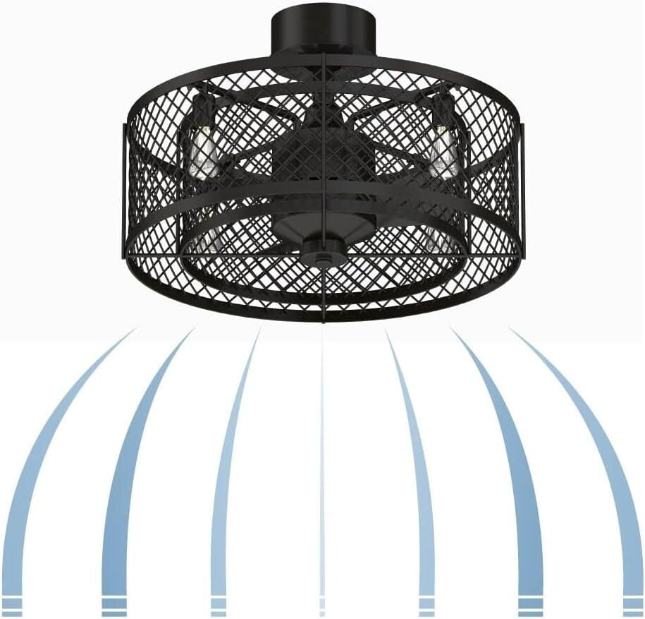 20-Inch Aged Bronze Caged Ceiling Fan with LED Light - Remote Control Included