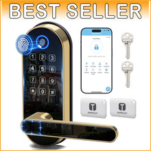 Load image into Gallery viewer, Biometric Keyless-Entry Smart Lock - Fingerprint &amp; Code Touchscreen Gold Design