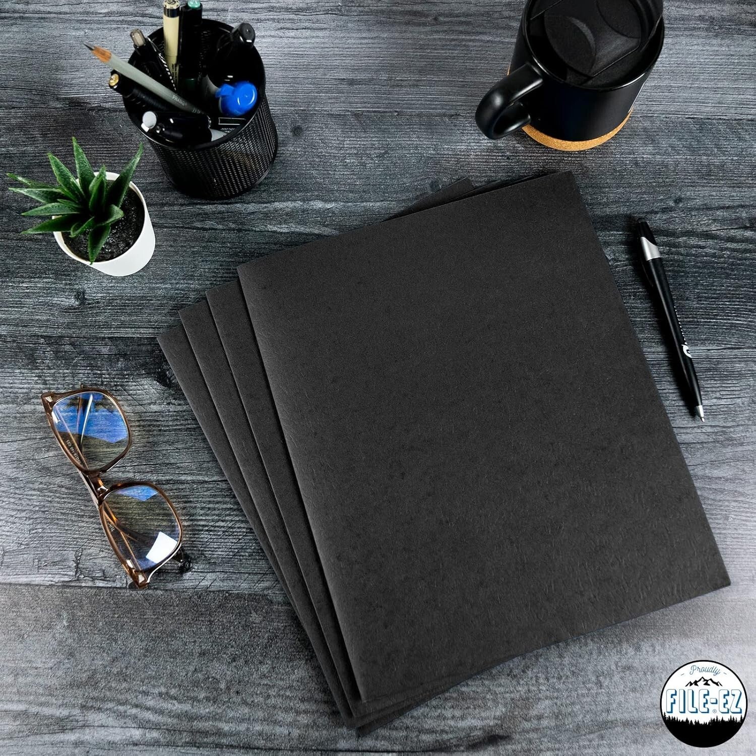 Durable Black Two-Pocket Folders - 125 Count, Perfect for School and Office Use