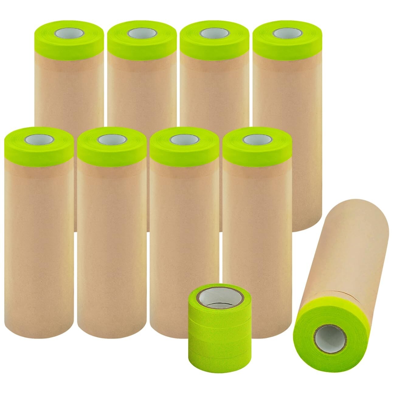 Waterproof Paint Masking Paper & Tape Kit - 9 Rolls, Clean Removal, No Residue