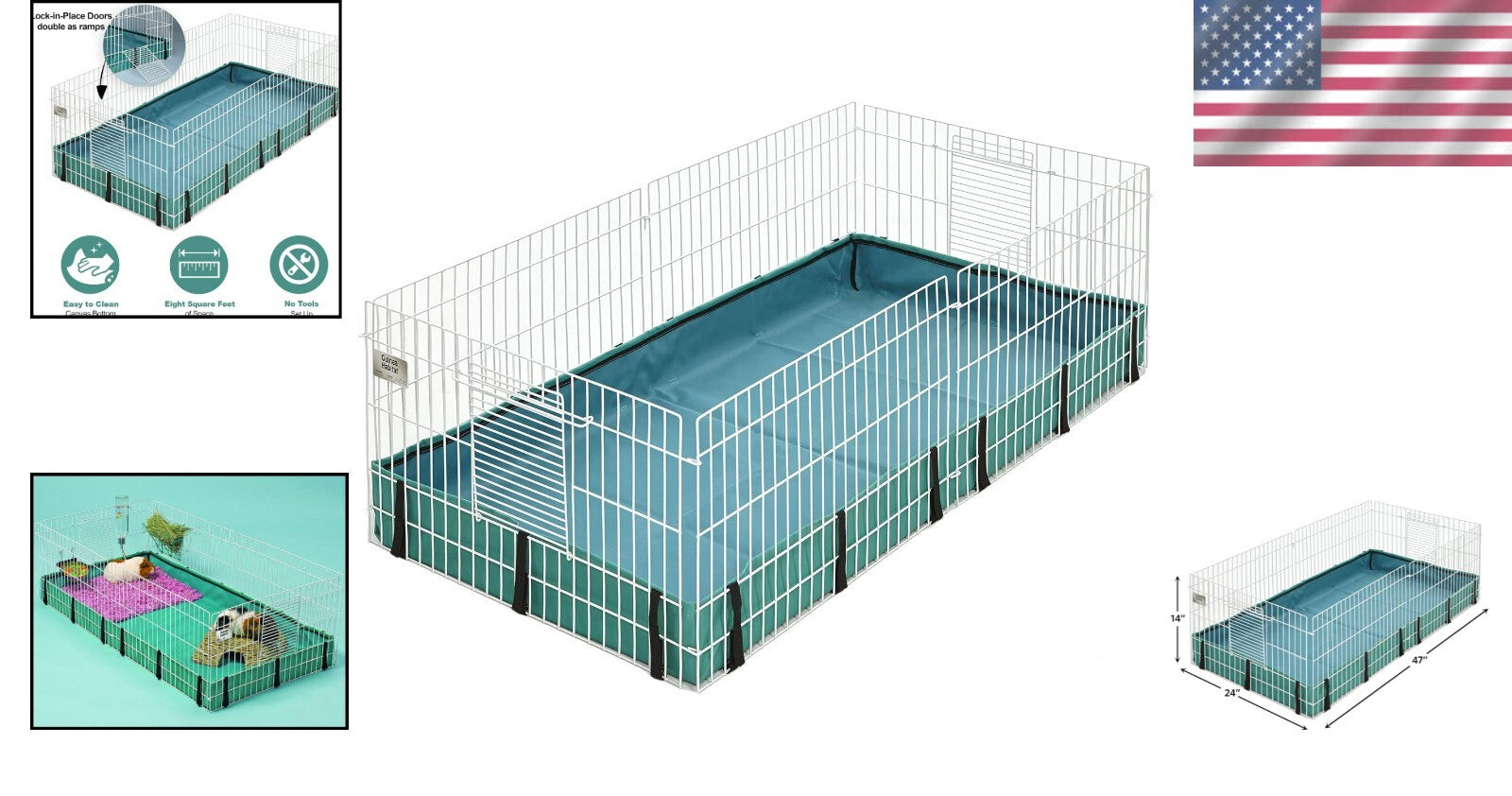 Midwest 47"L x 24"W Guinea Pig Cage - Washable, Leak-Proof Design & Easy Setup