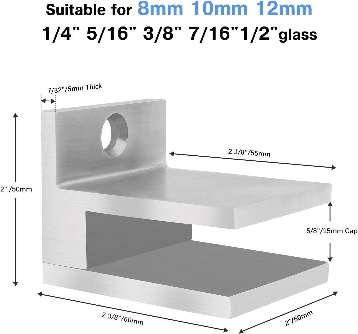 Modern Glass Railing Clamp - Stainless Steel 304 Clips with Rubber Pads, 4 Pack