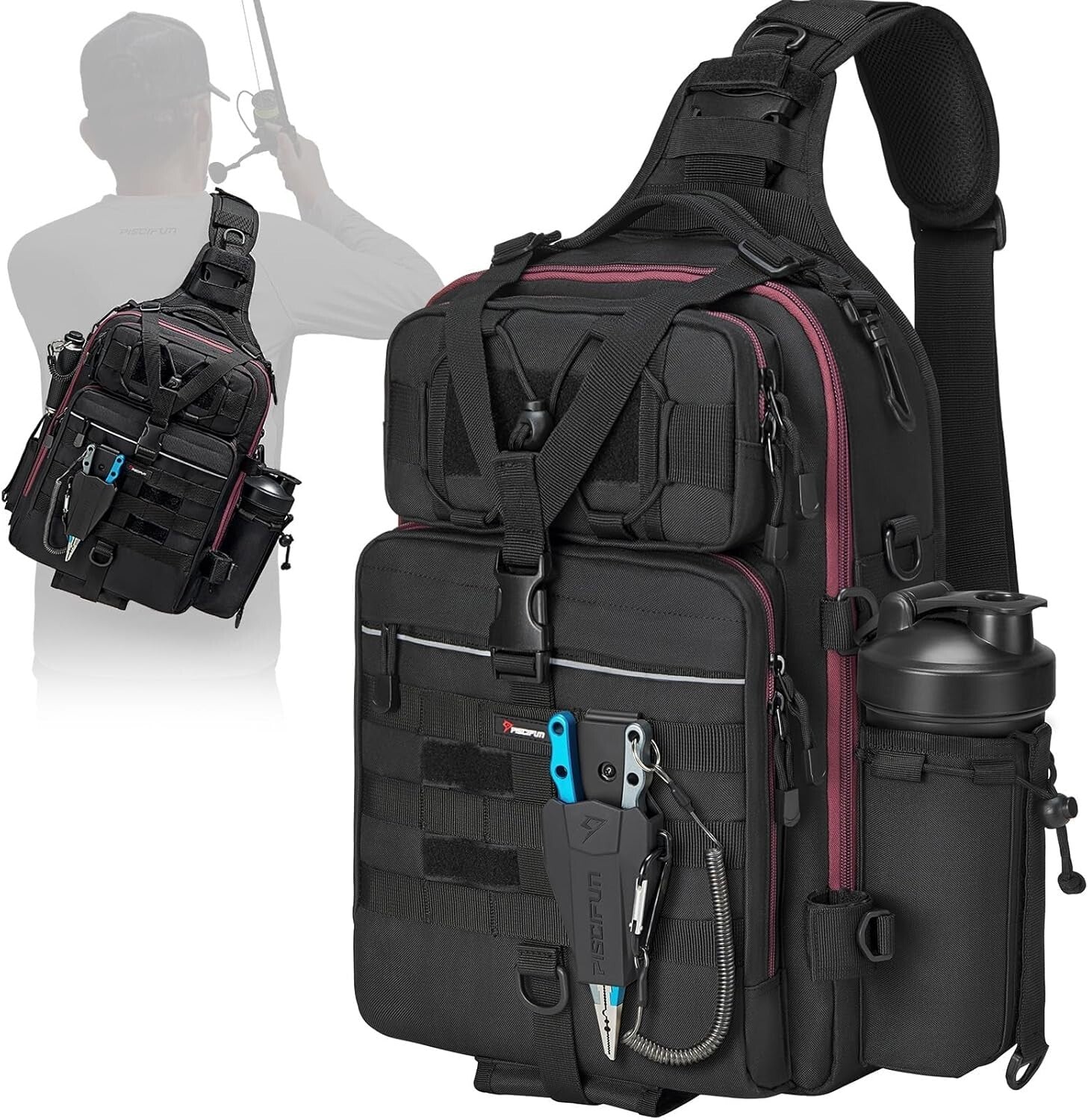 Water-Resistant Outdoor Sling Bag for Fishing - Multiple Compartments & Comfort