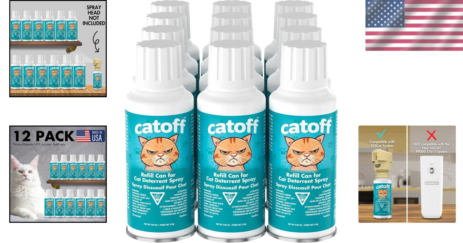 12 Replacement Cans for SSSCAT Cat Deterrent - Lasting Performance & Safety