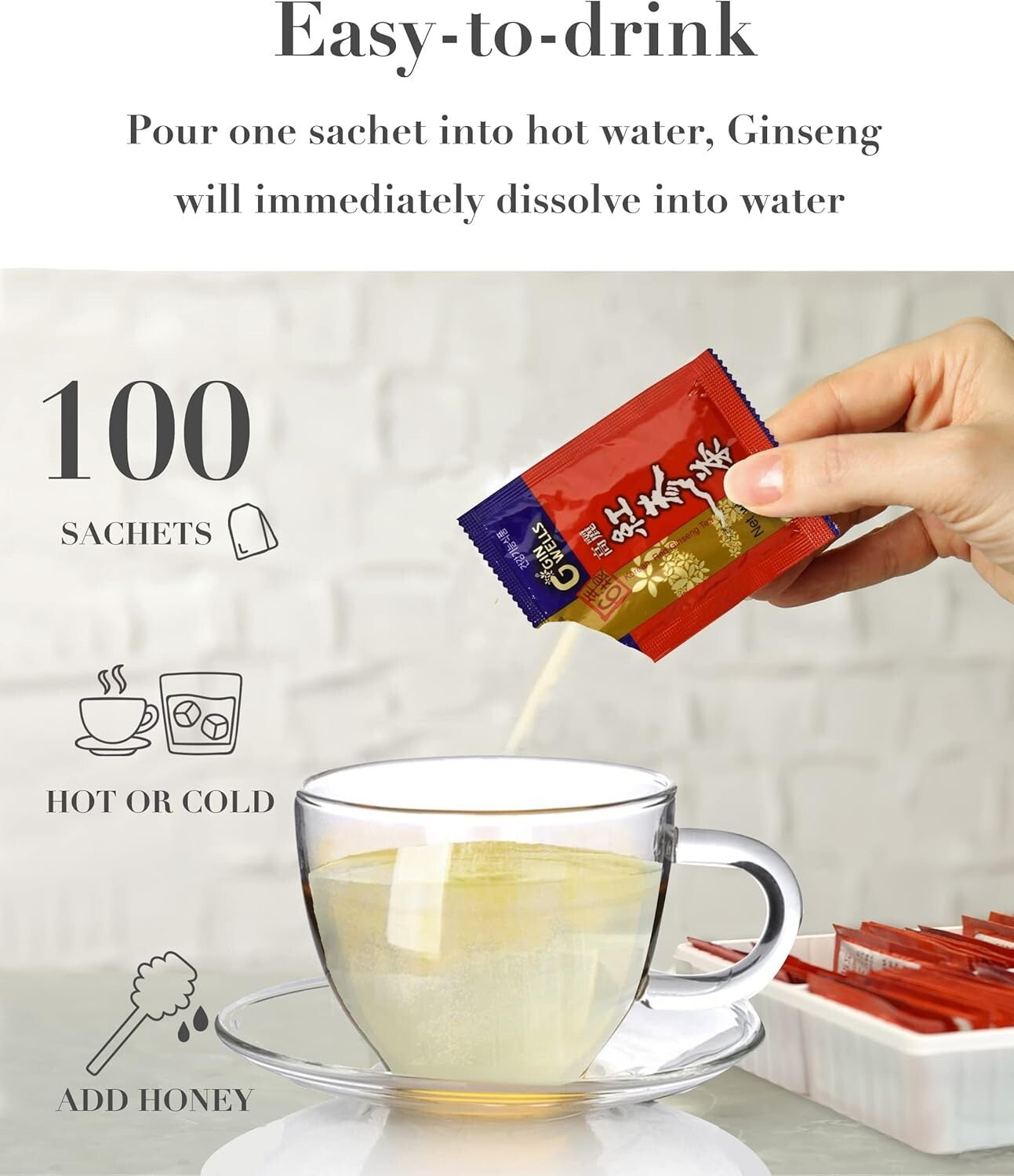Ultimate Health Elixir: 100 Sachets of Korean 6-Year Red Ginseng Tea - 300g