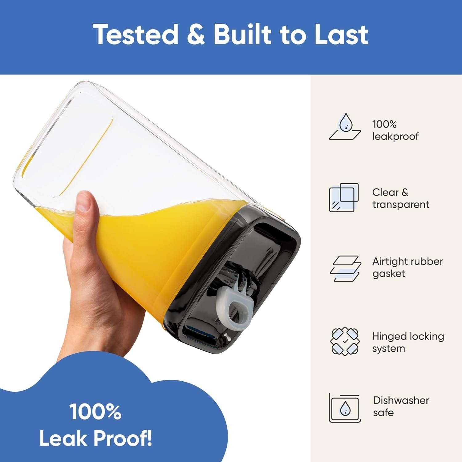 7-Piece Airtight Food Storage Containers Set - Jet Black with Flip Top Lids