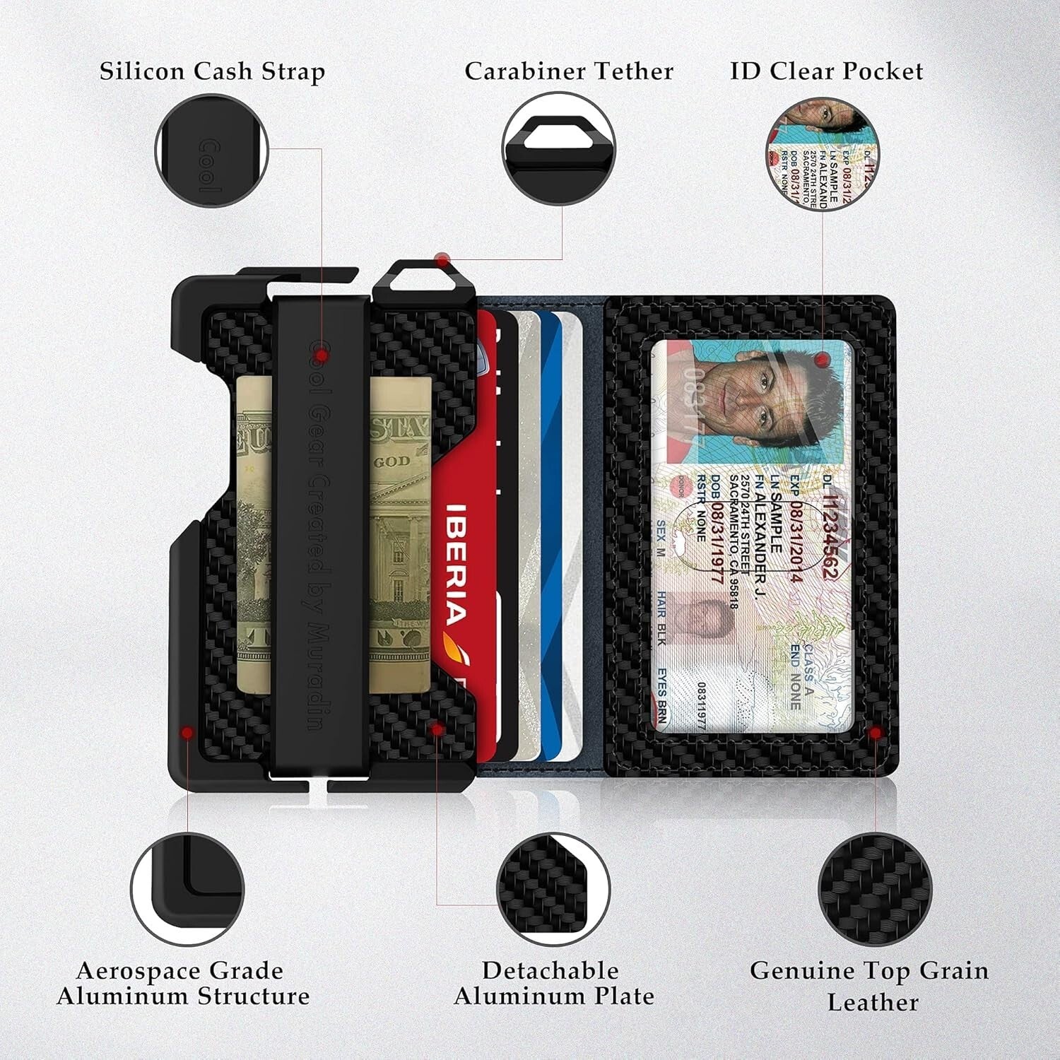 Full-Grain Leather Minimalist Wallet - RFID Card Holder with Keychain Design