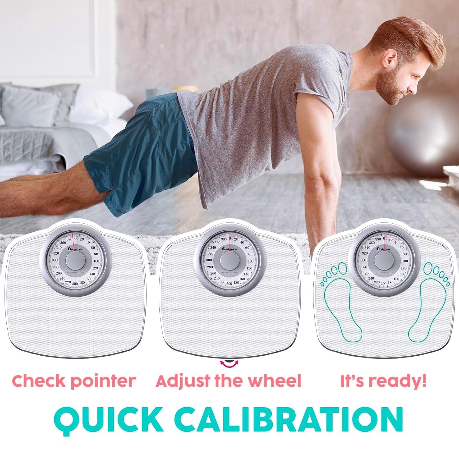 Precision Analog Bathroom Scale - 400 LB Capacity with Anti-Skid Surface